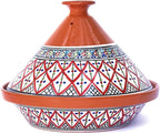 Kamsah Tagine Pot for Cooking and Flavor Enrichment - Large Clay Pot 12”, 5.5 QT - Non-Stick Handmade Cookware - Moroccan Ceramic Pots for Cooking with Lid & Serving Bowl - Bohemian Supreme Red