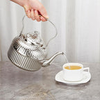 SANQIAHOME Antique 1.4L (45 Oz) Stainless Steel Teapot with Infuser Silver