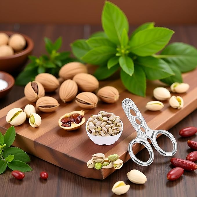 2Pcs Nut Crackers Nuts Pistachio Sheller Opener Kitchen Tools Stainless Steel Nutcracker Multi-Function Walnut Pine Sheller Opener Specialty Gadgets