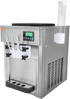 VEVOR Commercial Ice Cream Machine, 21 QT/H Soft Serve Ice Cream Maker with LCD Panel Auto Clean 3-Flavor Pre-cooling for Restaurant Snack Bar