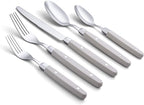 ANNOVA Silverware Set, Retro/Rivet Colorful Stainless Steel Tableware Kitchen Flatware Set Utensils, Includes Dinner Knives, Forks, Spoons, Salad Forks & Dessert Spoons (Cream, 20 Pieces)