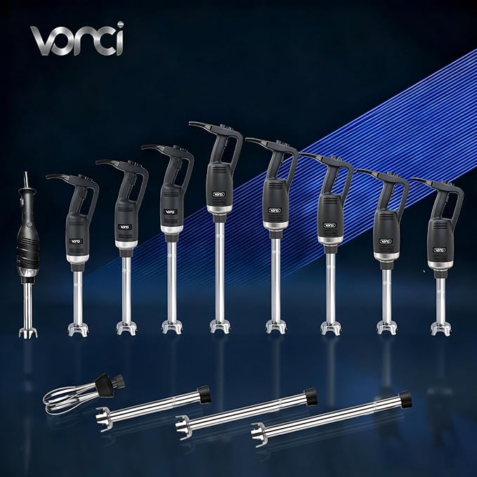 VONCI 350W Commercial Immersion Blender, Light Duty Hand Blender, Variable Speed 6000-20000RPM, 12" Detachable Shaft.