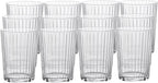 Bormioli Rocco Exclusiva Gin Fizz Glasses, Set of 12-17 Oz. Ribbed Drink Tumblers Made of Star Crystal Glass with XLT Treatment - Durable Cocktail Glasses for Daily Use, Dishwasher Safe