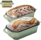 Flavehc Bread Pan Cast Iron Loaf Pan with Lid 9x5 Inch Bread Loaf Pan for Baking Bread Enameled Cast Iron Sourdough Bread Pan