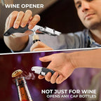 Wine Key - Heavy Duty Waiter Corkscrew, Premium 420 Stainless Steel Compact Wine Opener with Double Hinged, Foil Cutter and Bottle Opener, Gifts for Servers, Sommelier, Bartenders - Black