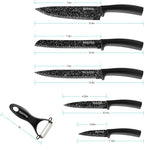 Knife Set, 6 Pieces Kitchen Knives Set with Anti-Rust Coating & Ergonomic Handles, Lightweight, Dishwasher Safe stainless steel Knife, Gift for Kitchen Enthusiasts, Family Chef(Bend)