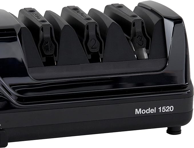Chef’s Choice Professional Electric Knife Sharpeners AngleSelect for 15- and 20-Degree Straight-Edge and Serrated Knives with Diamond Abrasives & Precision Angle Control, 2-Stage, Black