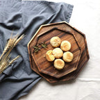 Set of 2 Acacia Wood Charcuterie Boards Round Wooden Serving Tray Fruit Platter Decor Trays Serving Ware Food Dish Serving Platters Christmas Cheese Board Square Party Trays Plate Hosting Essentials