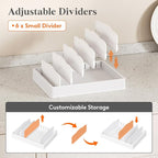 Lifewit Kitchen Cabinet Organizer for Food Contanier Lid, Lid Holder with 6 Adjustable Dividers & 7 Sections for Pantry Organizers and Storage, Home Drawer Organization, Large, 13" x 10"