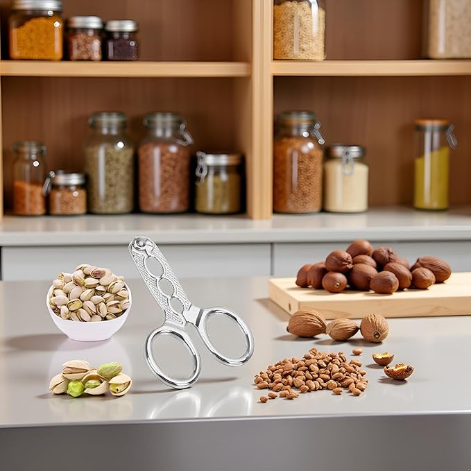 Silver Nuts Pistachio Sheller Opener Kitchen Tools Stainless Steel Nutcracker Multi-Function Walnut Pine Sheller Opener Nut Crackers Specialty Tools and Gadgets