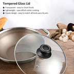 10.5 Inch Pan Lid, Frying Pan Lid, Fry Pan Lid, Skillet Lid, Pan Lid with Handle Compatible with 10-10.7 Inch Kitchen Cookware, Tempered Glass Cover, 10.5"