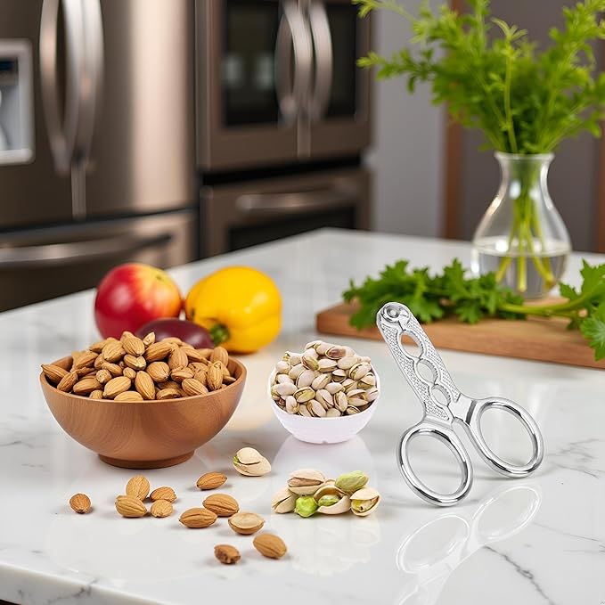 Silver Nuts Pistachio Sheller Opener Kitchen Tools Stainless Steel Nutcracker Multi-Function Walnut Pine Sheller Opener Nut Crackers Specialty Tools and Gadgets