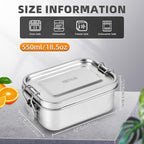 8 PCS Stainless Steel Bento Box 550ml, Metal Lunch Box Food Containers, Steel Lunch Container for Home, Work, Camping