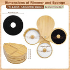 Margarita Salt Rimmer Set,1 Pack 3 Tier Bar Glass Rimmer Bamboo Wood Sugar Salt Box with Sponge,Bartender Tool for Cocktail and Margarita