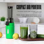 Ventray Ginnie Mini Cold Press Juicer, Small Slow Masticating Juicer for Vegetables Fruits, High Juice Yield, Easy to Clean, Space-Saving, Fit for Personal/Travel/Picnic/Office - Green