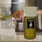 2-IN-1 500ml/17oz Light-Blocking Dark Oil Sprayer for Cooking W/ Stickers, Dark Green Glass Olive Oil Dispenser Bottle for Kitchen, Even Spray with Portion Control, Perfect for Air Fryer, BBQ-White