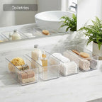 8 PACK Drawer Organizer Bins Bathroom Deep Drawer Organizer Tray for Cutlery Vanity Make-up, Clear Stackable Storage Bins for Kitchen Cabinet Closet Counter Organization and Storage