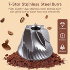Manual Coffee Grinder with Stainless Steel Conical Grinding Burr Hand Crank Coffee Bean Grinder Mill for Espresso Pour Over French Press Moka for Office Home Camping Traveling