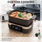 AEWHALE Multifunctional Electric Skillet with Grill|8 Cooking Functions|Removable Non-Stick Plate+Pot+Lid,1500 W Digital Family Size Griddle