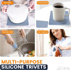 Silicone Trivet Mats 4 Heat Resistant Pot Holders Multipurpose Non-Slip Hot Pads for Kitchen Potholders, Drying mat, Jar Opener, Spoon Holder, Coaster.(Light Blue)