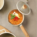 NEOFLAM FIKA 1.5QT Milk Pan with 2 Pour Spouts, Butter Warmer, Milk Boiling, Melting Pot for Stovetops and Induction, Wood Handle, Made in Korea (6" / 16cm)