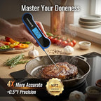 0.5 Sec Instant Read Meat Thermometer Digital with ±0.5℉ Precision, Food Thermometer for Cooking Kitchen Gadgets, Oven Grill Candy BBQ Essentials Accessories, Gifts for Him Dad Men Birthday, Blue
