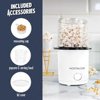 Nostalgia 8-Cup Hot Air Popcorn Maker & Bowl - 2-In-1 Bowl & Lid, 2 oz Measuring Cup - Oil-Free Pop Corn for Movie Night, Snacks, Birthday Parties, and More - White