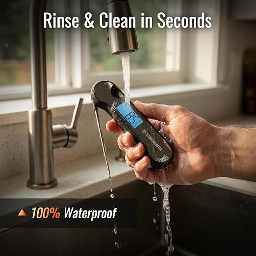 0.5 Sec Instant Read Meat Thermometer Digital with ±0.5℉ Precision, Food Thermometer for Cooking Kitchen Gadgets, Oven Grill Candy BBQ Essentials Accessories, Gifts for Him Dad Men Birthday, Black