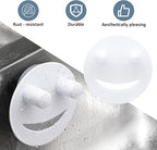 Stainless Steel Smiley Face Sponge Holder, Silver Sink Caddy Organizer Storage with Suction Cup for Kitchen, Kitchen Accessories Decor Scrubber-White