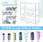 Stackable Water Bottle Organizer for Stanley 40 oz Tumbler, Larger Water Bottle Holder for Kitchen Cabinet, Pantry Organizers and Storage for Stanley Cup and Tumbler Organizer, Hold 16 Bottles
