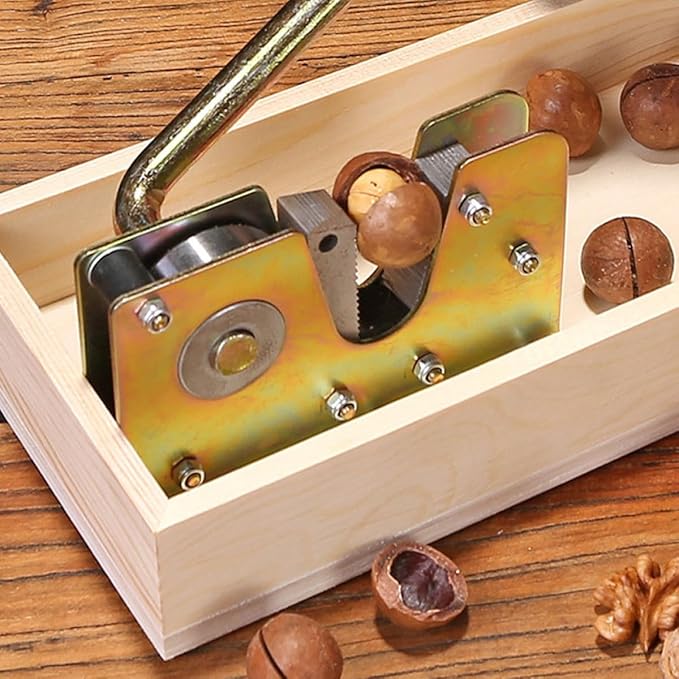 OUNONA Hand-pressed Walnut Cracker Nut Shell Opener with Wooden Handle Portable Fresh Nut Cutter for Home Kitchen Specialty Tool