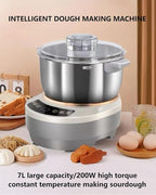 Electric Dough Machine With Fermentation Function, Microcomputer Timing, Front Touch Panel, 6.3qt(7L), 304 Stainless Steel, Used For Bread, Pizza, Pancake, Dumpling Dough And Sourdough
