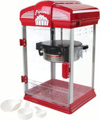 West Bend Stir Crazy Movie Theater Popcorn Popper, Gourmet Popcorn Maker Machine with Nonstick Popcorn Kettle, Measuring Tool and Popcorn Scoop for Popcorn Machine, 4-Qt., Red