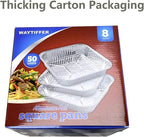 Waytiffer 50pack- 8 x 8 Aluminum foil Pans Disposable,Heavy Duty Square baking Cake Pans, Cooking Tins Homemade Breads Oven, Baking Roasting Pan