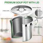 STOCKPOT 35 Quart Commercial Grade Large Stock Pot - Soup Pot with Lid - Non-Nickel Stainless Steel - Healthy Cookware Polished Stockpots - Heavy Duty - 8.8Gallon