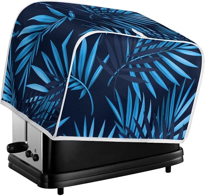 JEOCODY Large 2 Slice Blue Weed Decorative Toaster Bread Maker Cover - Quilted Dust-proof Cover with Fingerprint Protection