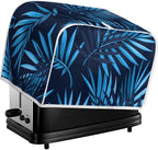 JEOCODY Large 2 Slice Blue Weed Decorative Toaster Bread Maker Cover - Quilted Dust-proof Cover with Fingerprint Protection