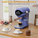 Espresso Machine with Steam Milk Frother Semi Automatic 20 Bar Compact Blue with Toggle Switch for home Cafetera Espresso, Latte, Cappuccino, Americano, Macchiato