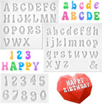 3 PCS Silicone Letter Molds, Non-Stick Number and Letter Fondant Molds for Chocolate, Candy, Cake Decoration, Cupcake Topper