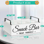 Snack Organizer for Countertop, Wood Pantry Storage Bins with Handles, Snack Bar Organizer for Pantry Shelf, Kitchen, 4 Compartment Food Container Snack Box, Pantry Organizer for Snacks, Chips