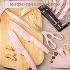 Astercook Knife Set with Block and Sharpener, 22 Piece Kitchen Knife Set Dishwasher Safe, Space-Saving Clear Knife Block with Knives for Everyday Home Cooking Pink