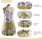 Vintage Floral Apron for Women with Functional Pockets Adjustable Neck Strap for Cooking Baking Mother's Gift