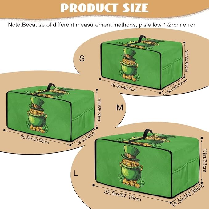 Clover Top Hat Gold Lucky Coin Print Toaster Oven Cover for St. Patrick's Day Decor, Microwave Cover for Kitchen Countertop Appliance Dust Protector Decorative Oven Accessories, Green, L