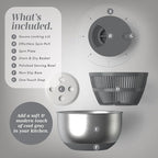 COOK WITH COLOR Stainless Steel Salad Spinner - 5 Qt. Lettuce Washer And Vegetable Spinner Dryer for Easy Salad Prep - Non Slip Base with Pull Handle - Auto Stop Brake System, Stain and Odor Resistant