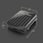 George Foreman Compact 2-Serving Electric Indoor Grill and Panini Press for 1–2 People, Classic Plates, Black