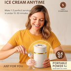 Mini Ice Cream Maker for Small Batches, Portable Electric Ice Cream Machine, Frozen Yogurt Gelato Sorbet Maker, Homemade Dessert Maker in 15-30 Minutes (White, 0.4 Qt)