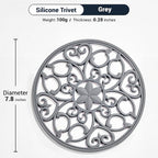 SMARTAKE 6 Set Silicone Trivets, Multi-Use Carved Trivet, Insulated Non-Slip Durable Kitchen Mat, Flexible Modern Kitchen Table Mat, for Hot Dishes, Pots, Dining Countertop, Grey