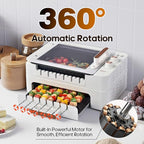 3-IN-1 Skewer Electric Indoor Grill - 1000W Electric Grill with 360° Auto-Rotating, Smokeless Indoor Grill with 3 Cooking Modes, Temperature Adjustable, Removable Tempered Glass Lid