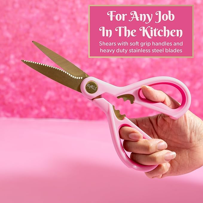 Paris Hilton Stainless Steel Knife Set with Jewel Shaped Handles and Gold Blades, Iconic Cutlery Set, 4-Piece, Pink