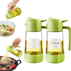 PARACITY 2 in 1 Oil Dipenser Bottle with Silicone Bottom (Green-2PCS)